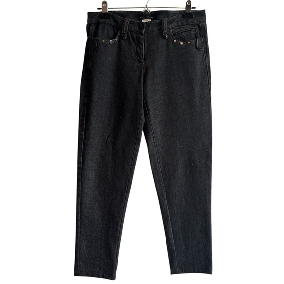 Massimo Rebecchi Italian Black Shimmer Denim Straight Leg Jeans Size 44/ US 8 - Picture 1 of 8